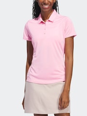 adidas Golf Womens Light Pink Solid Performance Short Sleeve Polo Shirt - Image 4 of 7