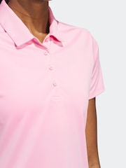 adidas Golf Womens Light Pink Solid Performance Short Sleeve Polo Shirt - Image 5 of 7