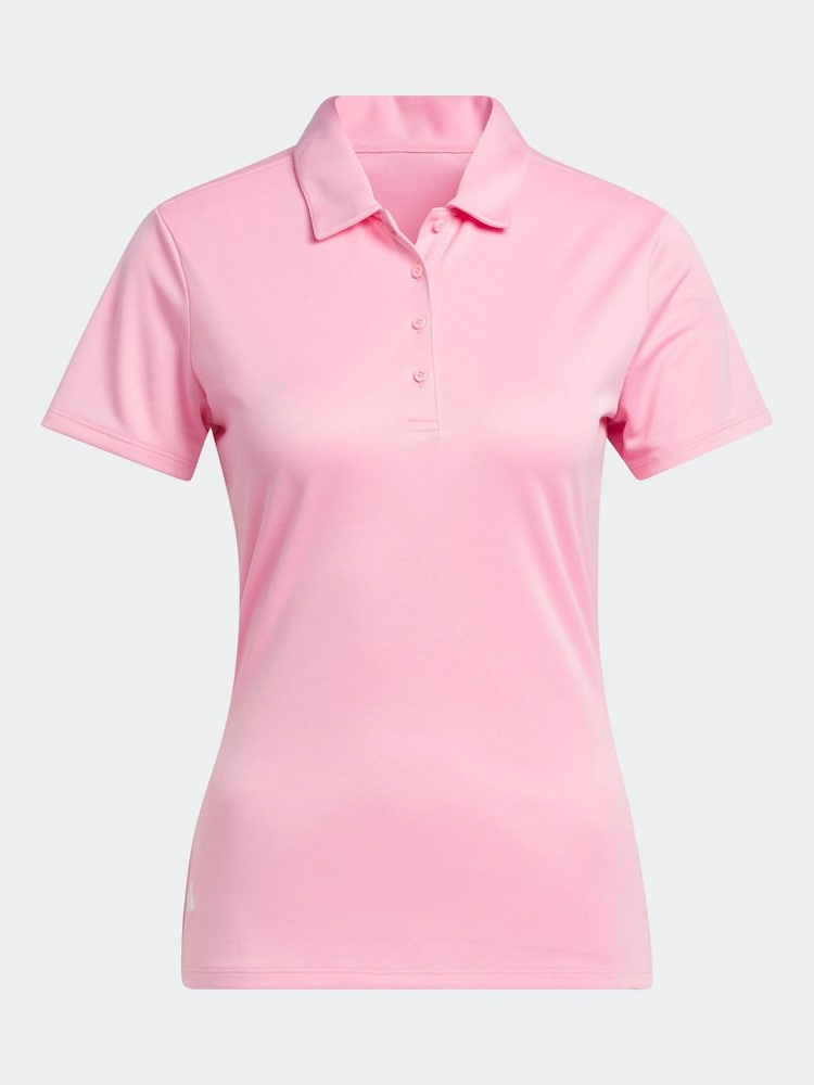 adidas Golf Womens Light Pink Solid Performance Short Sleeve Polo Shirt - Image 7 of 7