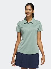 adidas Golf Womens Sage Green Solid Performance Short Sleeve Polo Shirt - Image 1 of 6