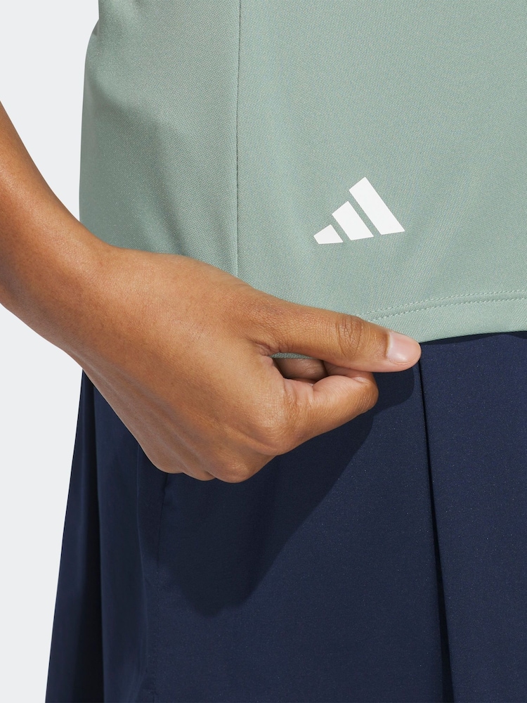adidas Golf Womens Sage Green Solid Performance Short Sleeve Polo Shirt - Image 4 of 6