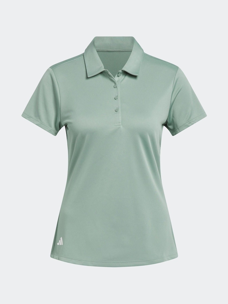 adidas Golf Womens Sage Green Solid Performance Short Sleeve Polo Shirt - Image 6 of 6