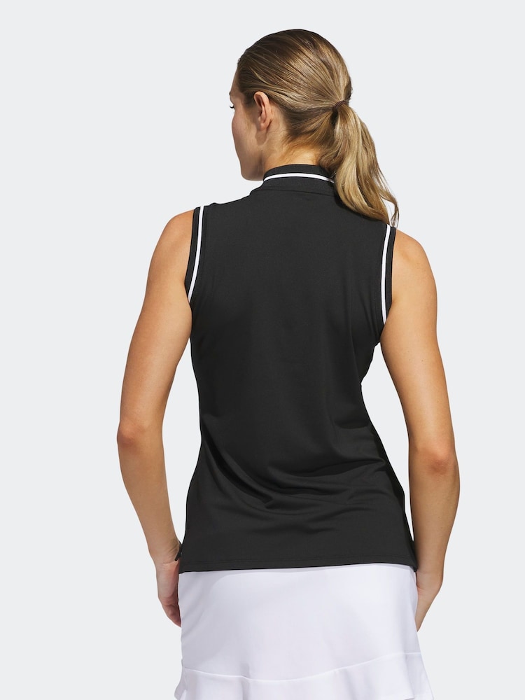 adidas Golf Ultimate365 Zip Black Polo Shirt - Image 2 of 7