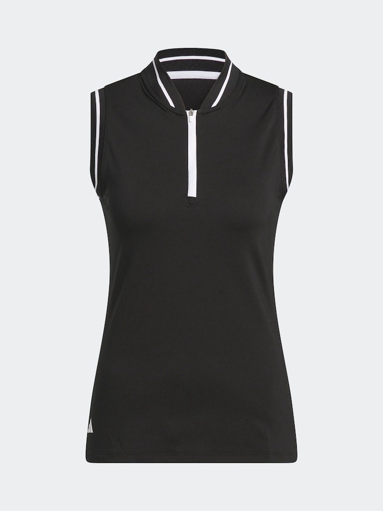 adidas Golf Ultimate365 Zip Black Polo Shirt - Image 7 of 7