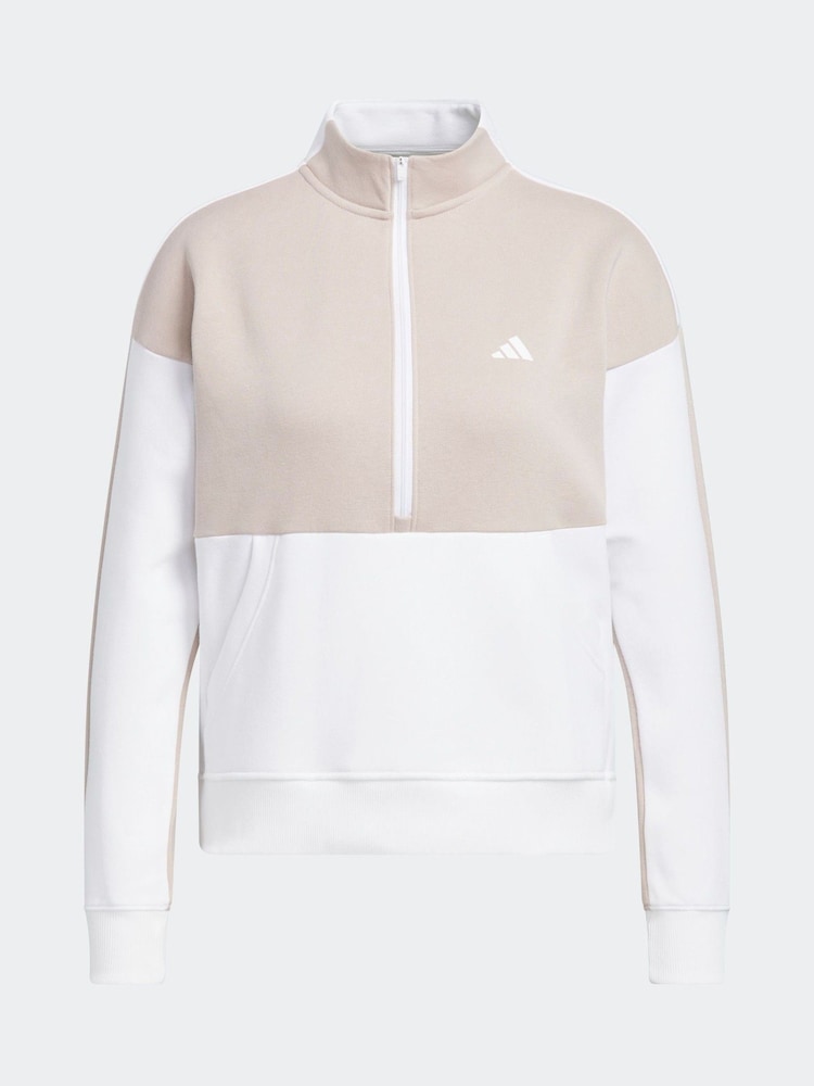 adidas Golf Half-Zip Taupe Brown Jacket - Image 6 of 6