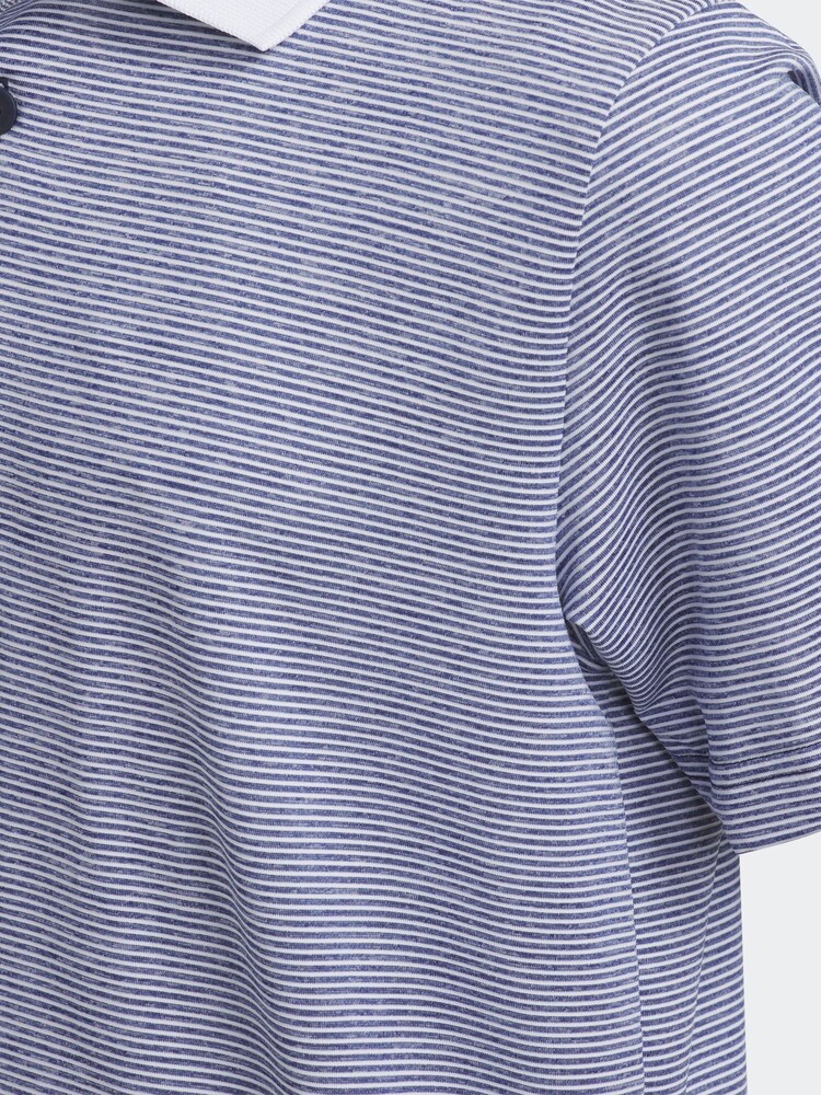 adidas Golf Kids Purple Ottoman Striped Short Sleeve Polo Shirt - Image 3 of 5