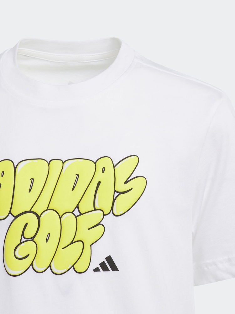 Biały - adidas Golf Kids Golf Graphic 100% Cotton T-Shirt - Image 3 of 5