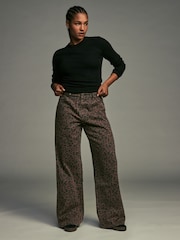 Leopard Hourglass Leopard Print Wide Leg 100% Cotton Jeans - Image 3 of 9