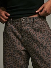 Leopard Hourglass Leopard Print Wide Leg 100% Cotton Jeans - Image 5 of 9