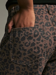 Leopard Hourglass Leopard Print Wide Leg 100% Cotton Jeans - Image 6 of 9