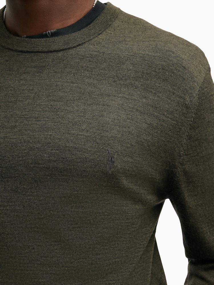 AllSaints Green Mode Merino Crew Jumper - Image 2 of 5