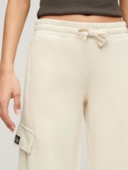 Superdry Cream Athletic Essentials Vintage Wide Cargo 100% Cotton Joggers - Image 4 of 4