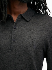 AllSaints Marley Green Mode Merino Longsleeve Polo Shirt - Image 2 of 5
