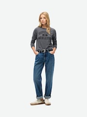 Superdry Grey Slim Athletic Essentials Ringer Long Sleeved Top - Image 2 of 4