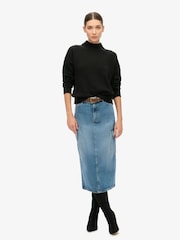Superdry Blue Denim Cargo Pocket Midi Skirt - Image 1 of 4