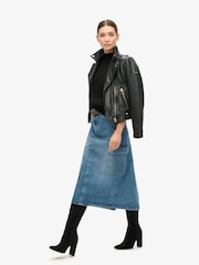 Superdry Blue Denim Cargo Pocket Midi Skirt - Image 2 of 4