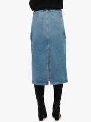 Superdry Blue Denim Cargo Pocket Midi Skirt - Image 4 of 4