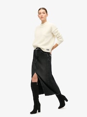 Superdry Black Denim Split Maxi Skirt - Image 1 of 4