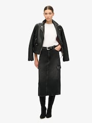 Superdry Black Denim Cargo Pocket Midi Skirt - Image 1 of 4