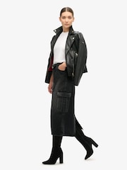 Superdry Black Denim Cargo Pocket Midi Skirt - Image 2 of 4