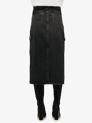 Superdry Black Denim Cargo Pocket Midi Skirt - Image 4 of 4