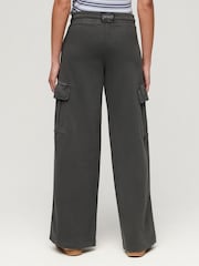Superdry Black Athletic Essentials Vintage Wide Cargo 100% Cotton Joggers - Image 3 of 3