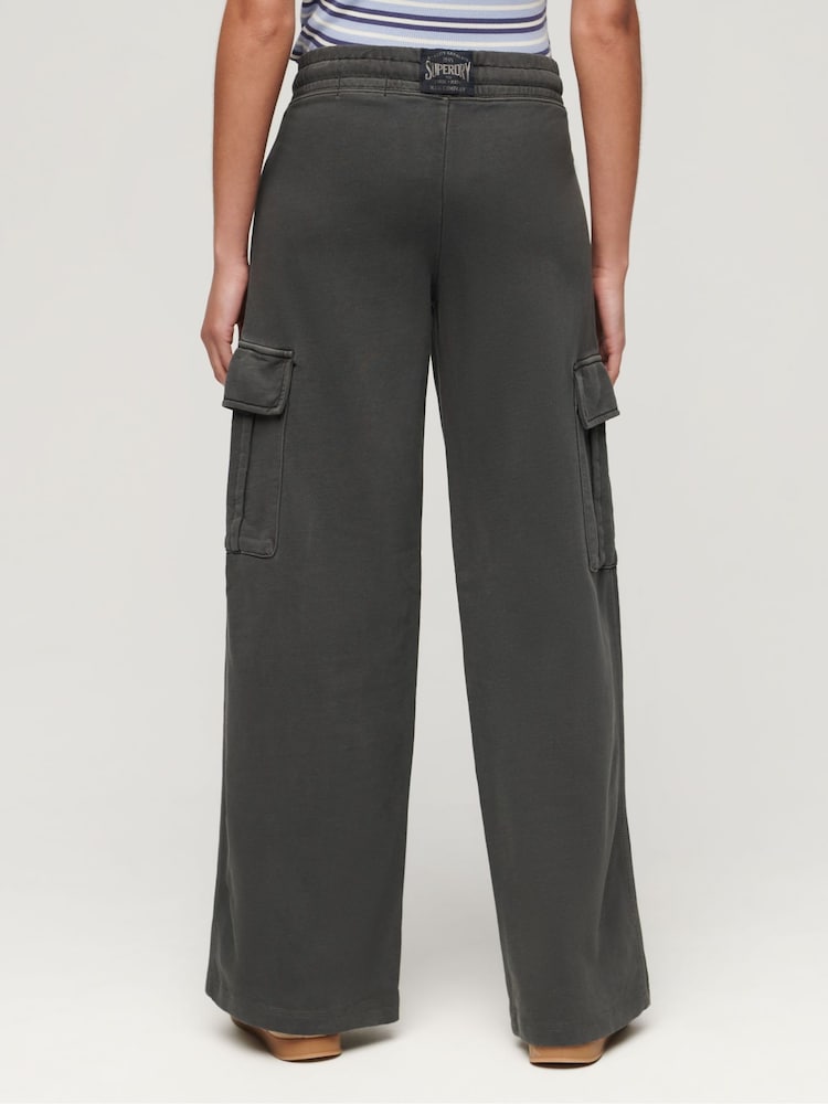 Negro - Superdry Athletic Essentials Vintage Wide Cargo 100% Cotton Joggers - Imagen 3 de 3 Negro - Superdry Athletic Essentials Vintage Wide Cargo 100% Cotton Joggers - Imagen 3 de 3
