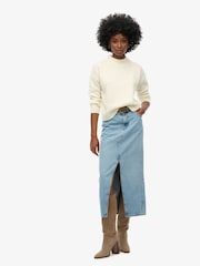 Superdry Blue Denim Split Maxi Skirt - Image 1 of 4
