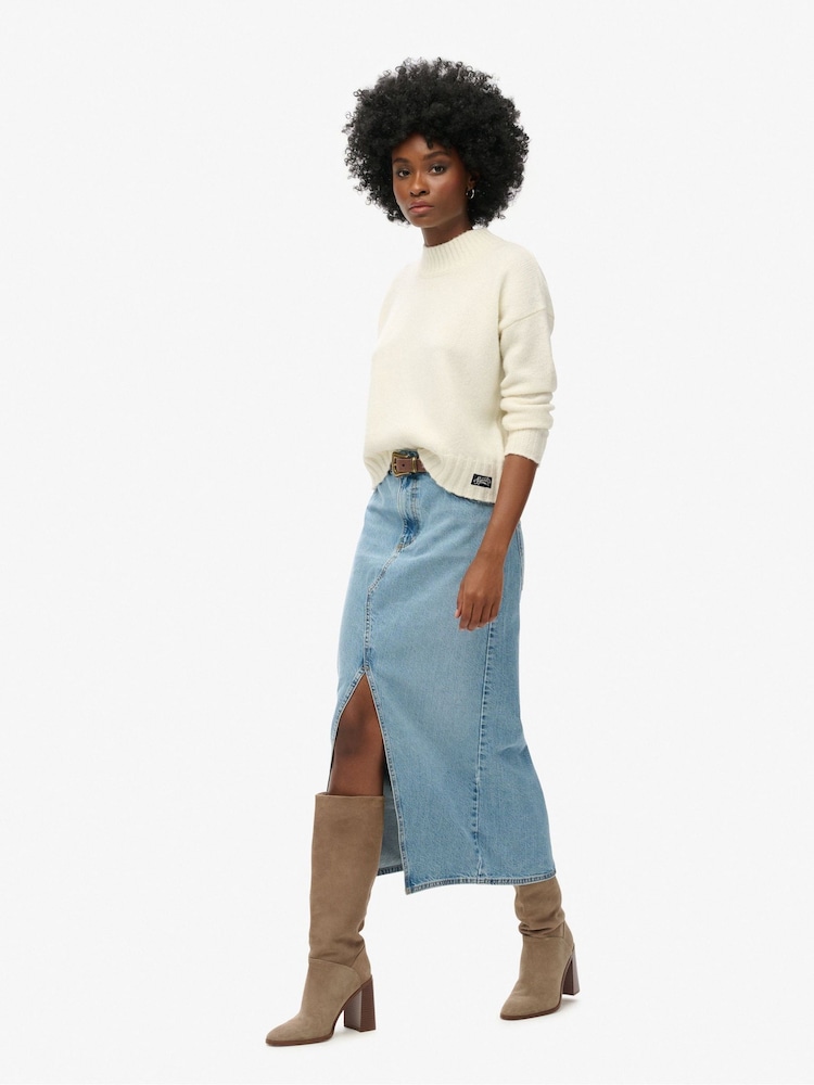 Superdry Blue Denim Split Maxi Skirt - Image 2 of 4