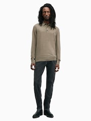 AllSaints Green Mode Merino Longsleeve Polo Shirt - Image 4 of 6