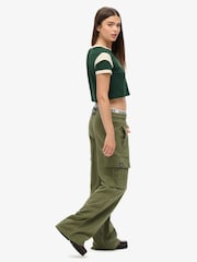 Superdry Green Athletic Essentials Vintage Wide Cargo 100% Cotton Joggers - Image 4 of 4