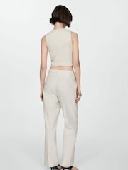 Mango Cream Straight Striped Trousers - Image 2 of 5