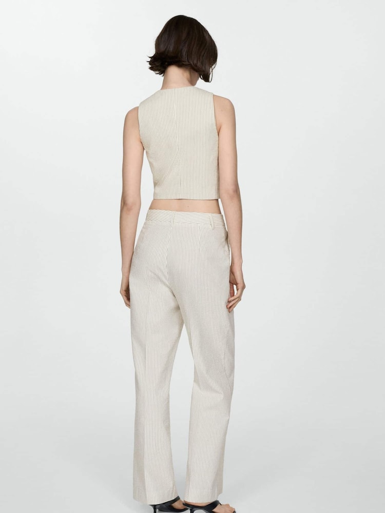 Mango Cream Straight Striped Trousers - Image 2 of 5