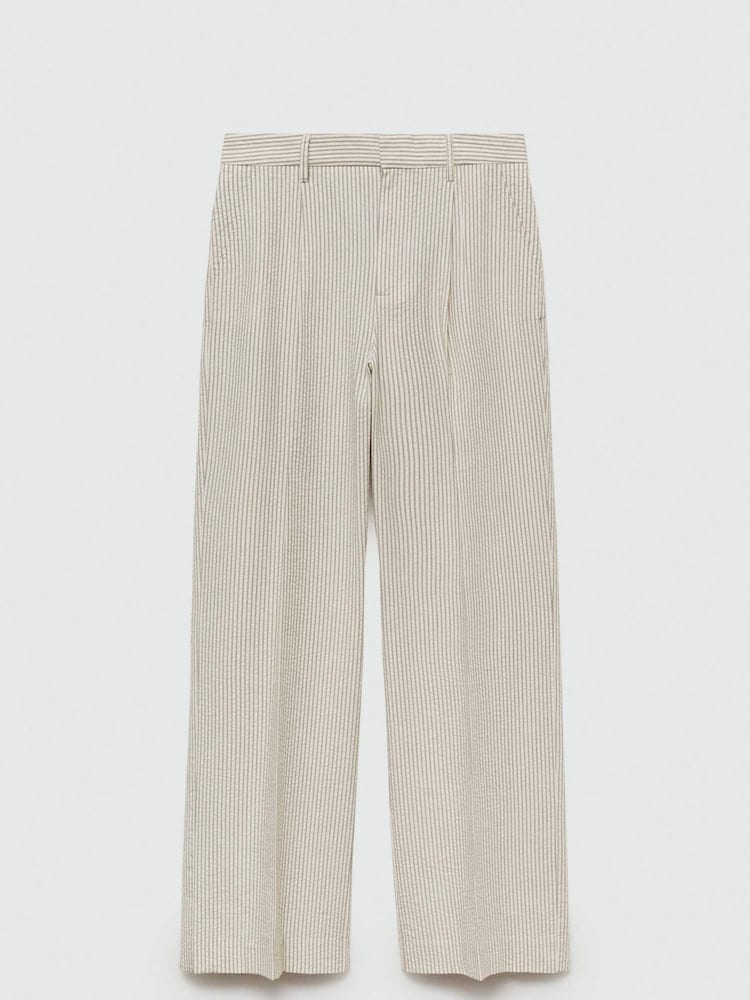 Mango Cream Straight Striped Trousers - Image 5 of 5