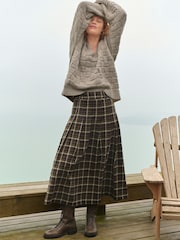 Green Check Pleated Kilt Maxi Skirt - Image 1 of 7