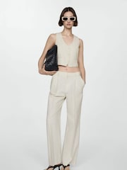 Mango Cream Striped Gilet - Image 1 of 7
