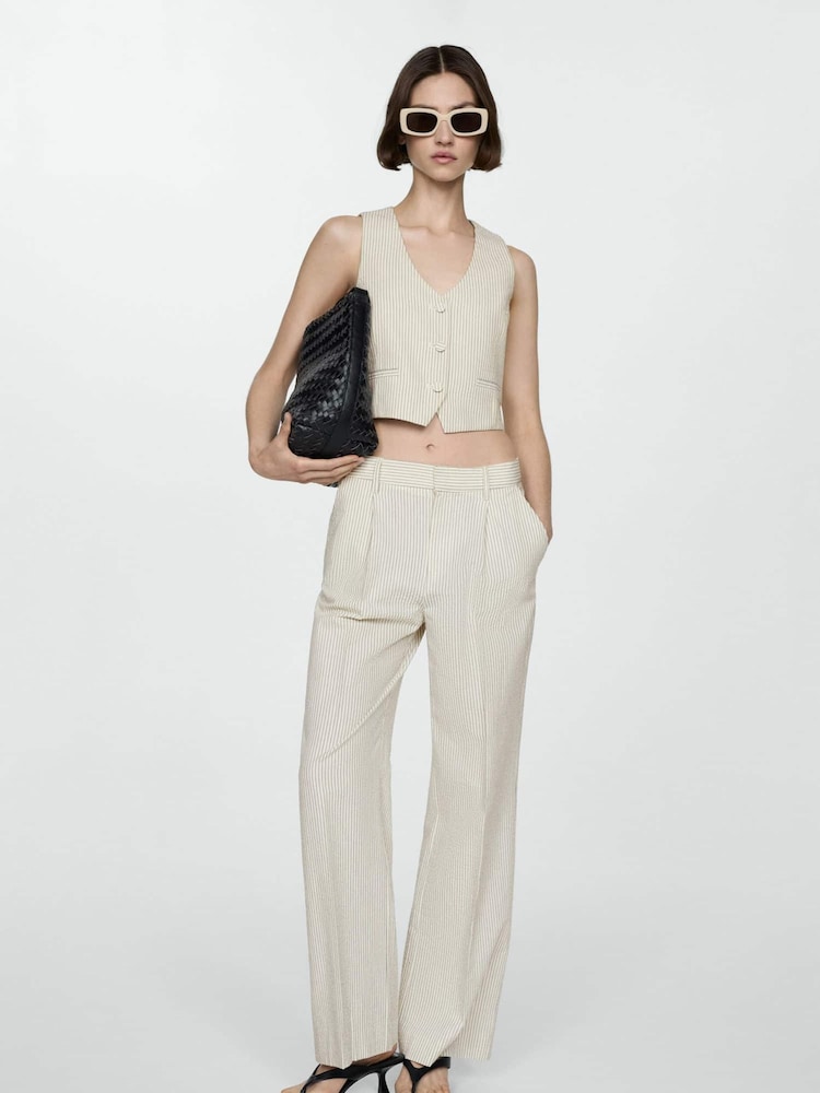 Mango Cream Striped Gilet - Image 1 of 7