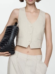 Mango Cream Striped Gilet - Image 4 of 7