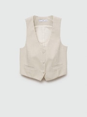 Mango Cream Striped Gilet - Image 6 of 7