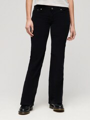 Superdry Black Low Rise Cord Flare Jeans - Image 1 of 5