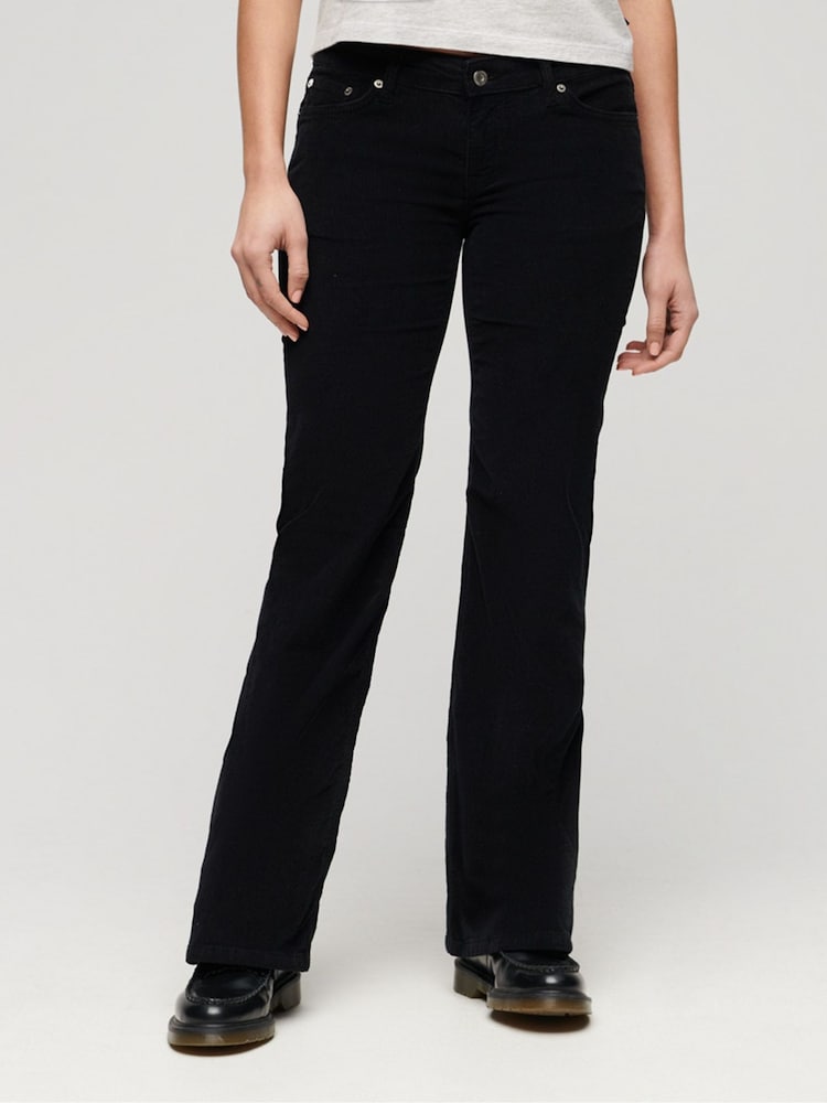 Superdry Black Low Rise Cord Flare Jeans - Image 1 of 5