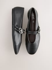 Black Standard Fit Forever Comfort® Leather Round Toe Mary Jane Shoes - Image 1 of 9