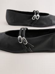Black Standard Fit Forever Comfort® Leather Round Toe Mary Jane Shoes - Image 7 of 9