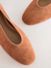 Tan Brown Suede Standard/Wide Fit Forever Comfort® Leather Round Toe Ballerinas - Image 7 of 7