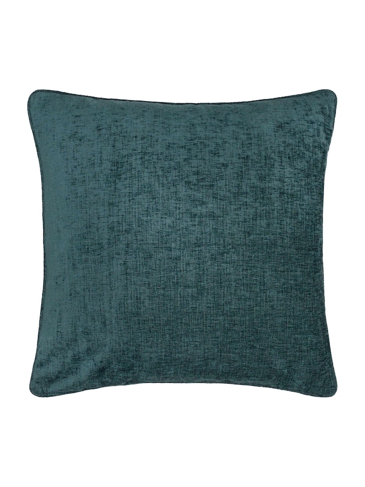 Morris & Co. Indigo/Leaf Green Snakeshead Jacquard Chenille Piped Cushion - Image 2 of 4