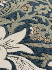 Morris & Co. Indigo/Leaf Green Snakeshead Jacquard Chenille Piped Cushion - Image 4 of 4