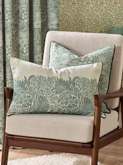 Morris & Co. Leaf Green Marigold Jacquard Piped Cushion - Image 1 of 4
