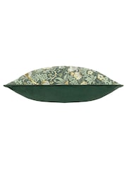 Morris & Co Forest Green Strawberry Thief Jacquard Piped Cushion - Image 4 of 6