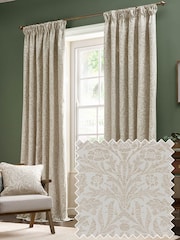 Morris & Co. Ivory Acorn Tonal Jacquard Pencil Pleat Curtains - Image 1 of 7