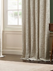 Morris & Co. Ivory Acorn Tonal Jacquard Pencil Pleat Curtains - Image 4 of 7